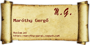 Maróthy Gergő névjegykártya